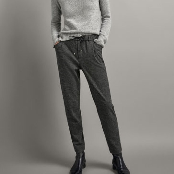 MASSIMO DUTTI Jogging fit heathered knit trousers - Picture 1 of 5